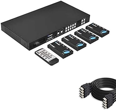 OREİ 4 K HDBaseT HDMI Extender Matrix Üzerinde Tek Cat6/7 ile 4-Pack 6ft HDMI Kablosu HDR Switcher ile, IR Kumanda