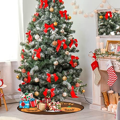 visesunny Noel Ağacı Mat Sevimli Mutlu Cadılar Bayramı Kabak ve Hayalet Ağacı Standı Mat Zemin Koruyucu Emici Ağacı