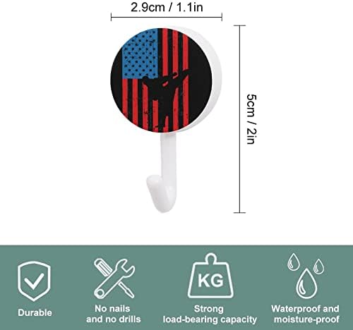 ABD Bayrağı Takım Taekwondo Yuvarlak Plastik Kanca Kullanımlık Yapışkanlı Kanca Asılı Duvar Kanca Mutfak Banyo için