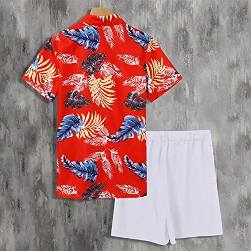 2 Parça Eşofman Kıyafetler Erkekler için Düğme Aşağı Vintage havai gömleği ve Kısa Setleri Tropikal Tatil Yaz Plaj