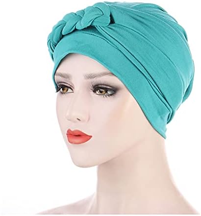 Kadın Bükülmüş Wrap Türban Şapka Düz Renk Kemo bere Şapka Headwrap Moda Düğümlü Saç Kapakları Streç Şapkalar