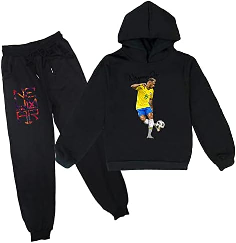 Himoop Erkek Kız Futbol Yıldızı Aktif Eşofman-Neymar JR Rahat Klasik Kapüşonlu Sweatshirt+Sweatpants Setleri Sonbahar