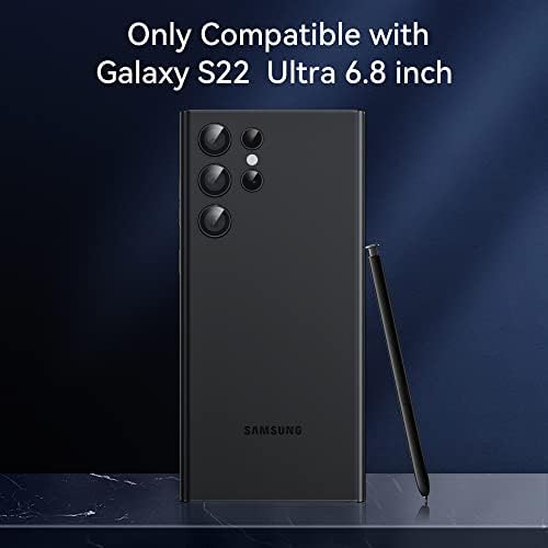 WSKEN Samsung Galaxy S22 Ultra Kamera Lens Koruyucu, [Çizilmez] [Ultra İnce] HD Temperli Cam Metal Halka Kamera Ekran