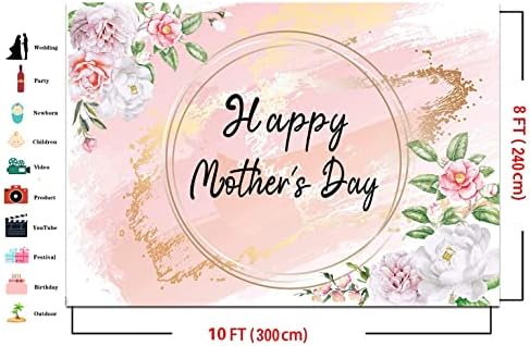 Dudaacvt 10x8ft Mutlu anneler Günü Zemin Çiçek Altın Noktalar Anneler Günü Doğum Günü Fotoğraf Arka Plan Kadınlar