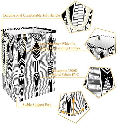 Inhomer Siyah ve Beyaz Tribal Navajo Desen 300D Oxford PVC Su Geçirmez Giysiler Sepet Büyük çamaşır sepeti Battaniye