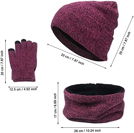 Kış Sıcak Şapka Eşarp Eldiven Setleri Hımbıl Boyun İsıtıcı Dokunmatik Ekran Termal Eldiven Polar Astarlı Kafatası