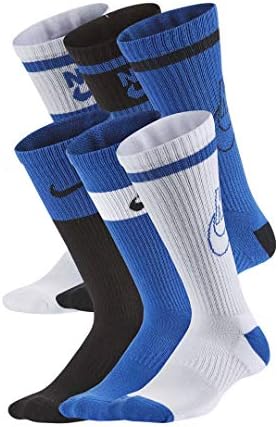 Nike Çocuk Günlük Yastıklı Mürettebat Çorapları 6'lı Paket (Çok Renkli (CK7302-901) / Siyah