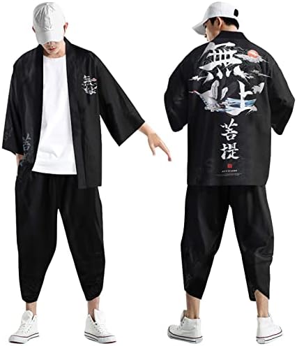 Erkek Eğlence Rahat Antika Dijital Baskı Kimono Cüppe Hırka Gömlek Pantolon Gömlek Slim Fit iş elbisesi Erkekler için