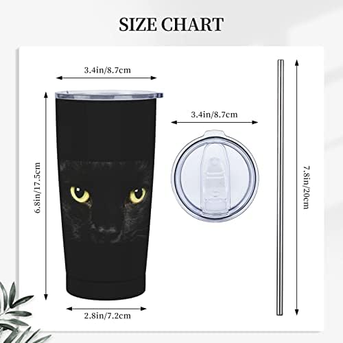 Komik-Siyah-Kedi-Gözler Araba Fincan Kahve Seyahat Kupa Paslanmaz Çelik Hasır seyahat bardağı Vakum Yalıtımlı Soğuk
