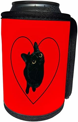 3dRose Cute I Heart My Black Cat-Can Soğutucu Şişe Sargısı (cc_357361_1)