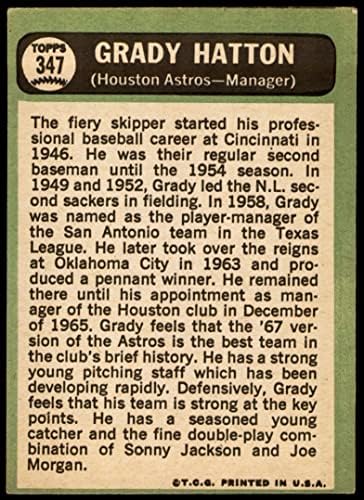 1967 Topps 347 Grady Hatton Houston Astros (Beyzbol Kartı) İYİ Astros