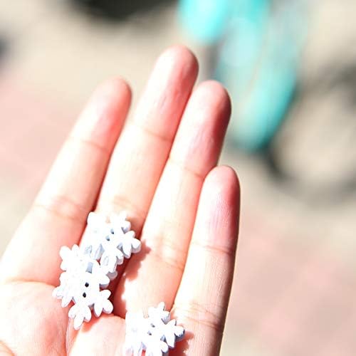 100 Adet Kar Tanesi Düğmeler Noel Ahşap 18mm Beyaz Düğmeler Örgü Dikiş DIY Karalama Defteri El Sanatları noel dekorasyonları