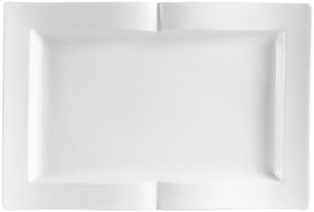 CAC Çin GBK-14 13-1/2-İnç x 9-1 / 8 inç Goldbook Porselen Dikdörtgen Tabak, Beyaz, 12'li Kutu
