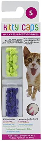 Kitty Kapaklar Kediler için Tırnak Kapakları / Parıltılı ve Ultra Violetli Bahar Yeşili, 40 Adet, X-Small-24 Paket