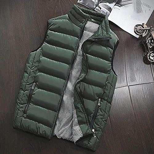 Kış İş Büyük Boy Palto Erkekler Kolsuz Klasik Düz Renk Hafif Mont Mock Boyun Zipper3