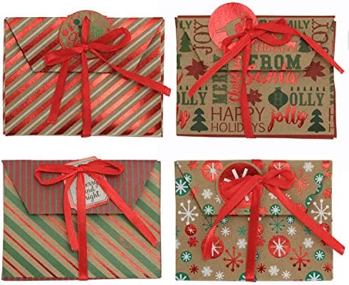 Iconikal Noel Tatili Folyo Kabartmalı Kraft Hediye Kartı Tutucu Kutuları, 9'lu Set