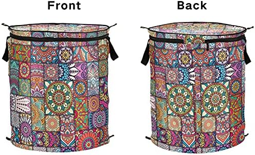Colorfur Mandala Vintage Pop Up çamaşır sepeti kapaklı Katlanabilir Depolama Sepeti Katlanabilir çamaşır torbası Kamp