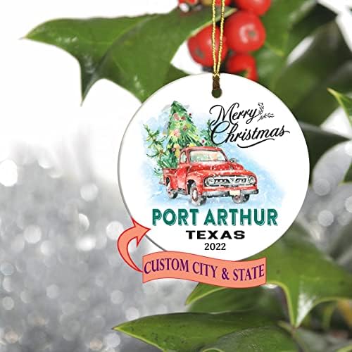 Mutlu Noeller 2022 Süs Ağacı Port Arthur Texas Eyaletinde Yaşayan ilk 1. Tatil Süs Özel Şehir Devleti - Hatıra Hediye