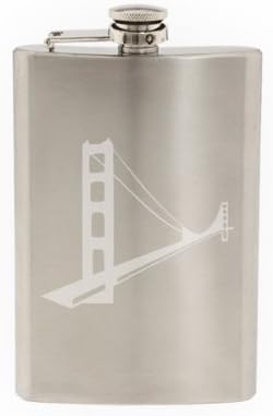 Ünlü Binalar Anıtlar-Golden Gate Köprüsü San Francisco-Kazınmış 8 Oz Paslanmaz Çelik Şişe