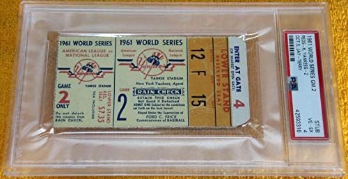 1961 Dünya Serisi Oyun 2 Bilet Psa 4 Vg-eski Kırmızılar New York Yankees Yogi Berra Hr-Diğer Oyun Kullanılmış MLB
