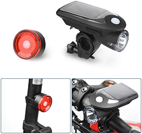 Güneş bisiklet ışık seti, USB şarj edilebilir ön ışık bisiklet su geçirmez güneş far ve güneş bisiklet arka lambası,