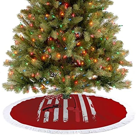 ABD BassfishingFlag Noel Ağacı Etek Noel Ağacı Mat Püskül Süsler Süslemeleri Tatil Parti için 30/36/48 İnç