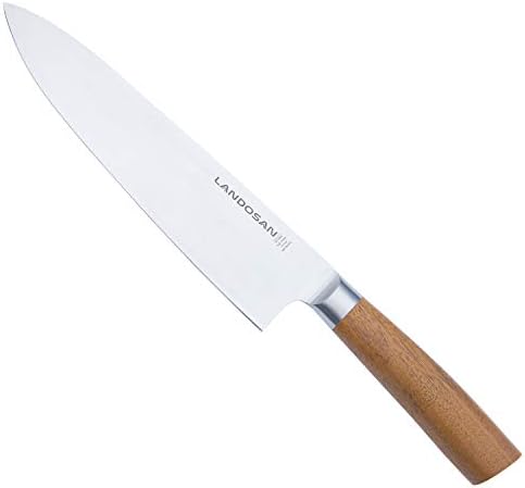 LANDOSAN şef bıçağı 8 inç Hassas Dövme Mutfak Sebze Şef Bıçağı Yüksek Karbonlu Paslanmaz Çelik Bıçak Aşçı Bıçakları