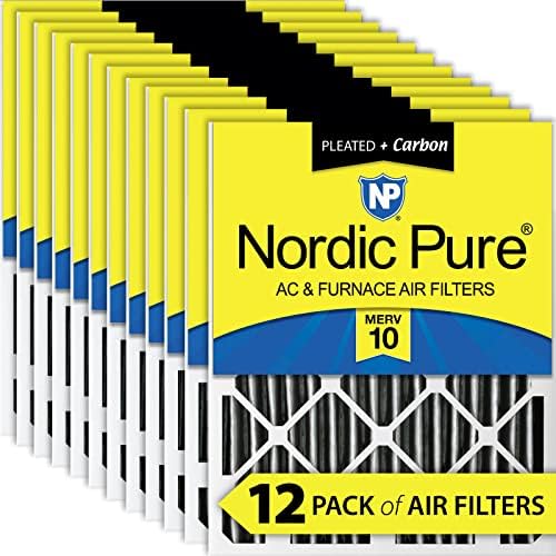 İskandinav Saf 14x24x2 MERV 10 Pileli Artı Karbon AC Fırın Hava Filtreleri 12 Paket