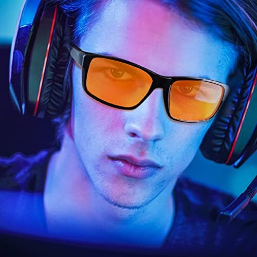 99.9 % mavi ışık gözlükleri-Bilgisayar Oyun gözlükleri Profesyonel Turuncu Ekran Filtresi, Parlama Önleyici Yorgunluk