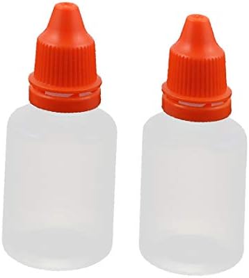 X-DREE 2 Adet 20 ml Damlalık Şeffaf Plastik Şişe Damla Göz Sıvı Sıkılabilir Boş kırmızı şapka(2 Adet 20 ml Damlalık