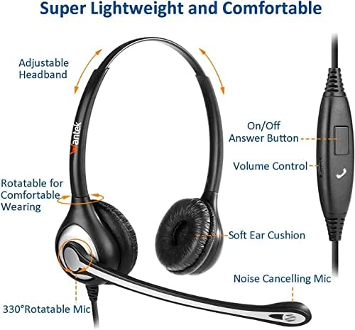 Ofis Telefonları için Telefon Kulaklıkları, Mikrofonlu Kablolu 3,5 mm Bilgisayar Kulaklığı, iPhone Samsung PC için