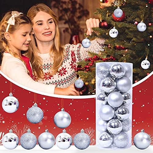 XIOS Olay Masa 24 Namlulu Noel Topları Dekorasyon Kolye Pe Topu Plastik Top Olay Bilekliği Renkli (A5-Silver, Bir