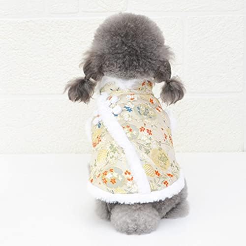 LEPSJGC Çin Yeni Yılı Köpek Giysileri Takım Elbise Kış Pet Coat Kıyafet Köpek Kostüm Pet Giyim (Renk: beyaz-Dinozor