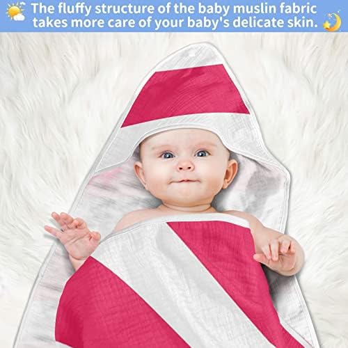 vvfelıxl Bebek Kapşonlu Havlu, Kırmızı Beyaz Çizgili Emici Yürümeye Başlayan banyo havlusu, Pamuk Yumuşak Yenidoğan