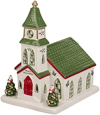 Spode-Noel Ağacı Koleksiyonu Minyatür Noel Köyü Kilisesi, Figürlü Süsleme, LED, 6,5 Ölçülerinde, Dolomitten yapılmıştır