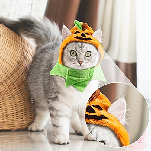Xunıea 2 Parça Cadılar Bayramı Kabak Kedi Şapka Ayarlanabilir Kabak Kedi Kostümleri Sevimli Kabak Kedi Parti Şapka
