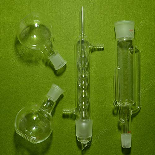 NANSHİN laboratuvar Cam,250 ml Soxhlet Extractor Kondenser, Pompalama Tüpü ve İki 24/40 Düz şişeler