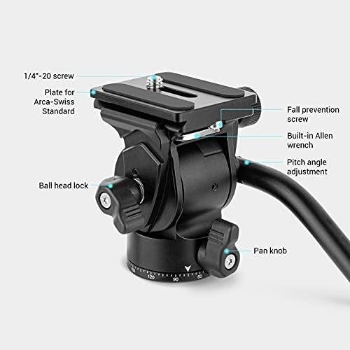 SmallRig Seçim Tripod Sıvı Kafa Pan Tilt Kafası için Hızlı Bırakma Plakası ile Arca Swiss Kompakt Video Kameralar