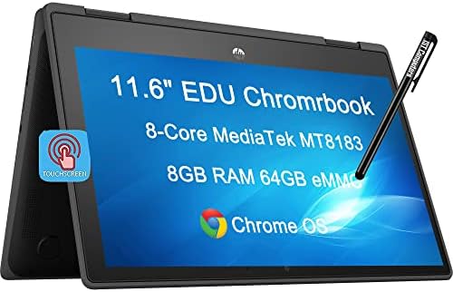 HP Chromebook 11 X360 G3 (2023) 11,6 HD 2'si 1 Arada Dokunmatik Ekran (8 Çekirdekli MediaTek MT8183, 8 GB RAM, 64