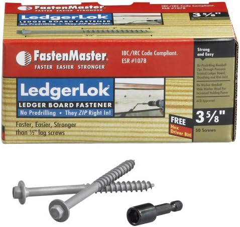 FastenMaster FMLL358 - 50 LedgerLOK Ledger Board Bağlantı Elemanı, 3-5 / 8 İnç, 50 Sayım , Gri