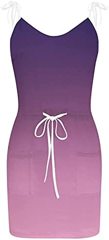 JEGULV Kolsuz Elbiseler Kadınlar için 2023 Yaz V Boyun Mini Elbise Kolsuz Spagetti Kayışı Salıncak Tankı Elbise Cep