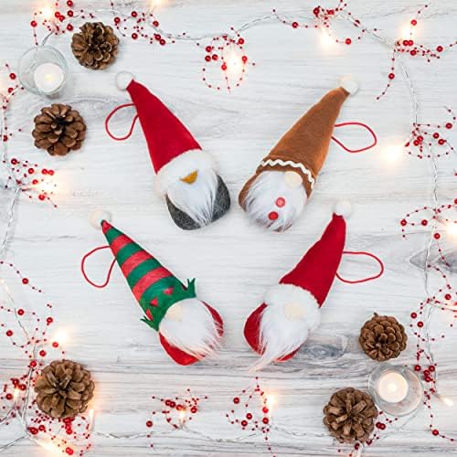 JOYIN 4 ADET Noel Gnome Süslemeleri 8” Noel Peluş Gnome Süsler, Tomte Nordic Gnomes Noel Kapalı Süslemeleri, noel
