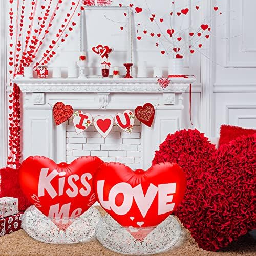 2 Adet 24 İnç Dev PVC Şişme Sevgililer Günü Tatlı Kalp Top Süsler Açık Büyük Kırmızı havaya uçurmak Öp Beni Aşk Süslemeleri