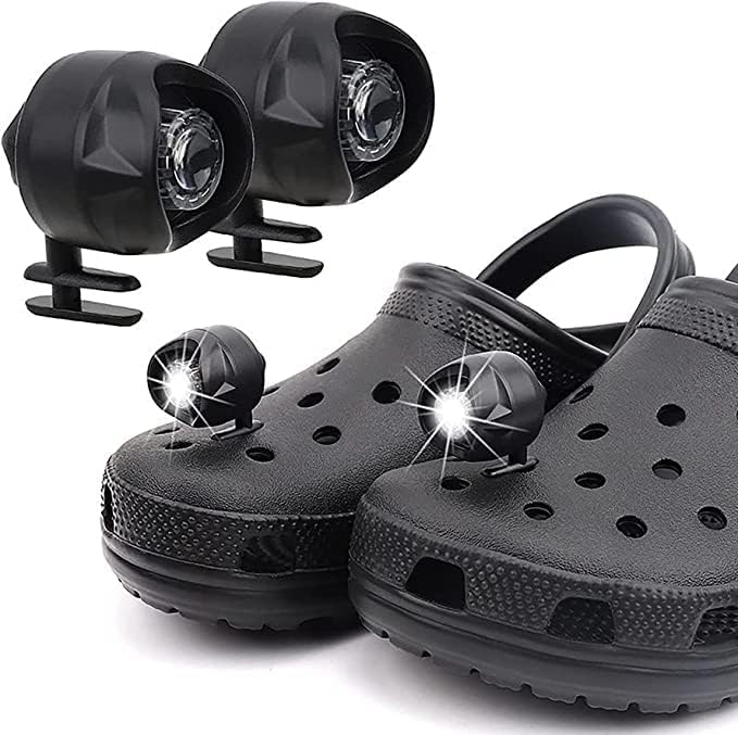 Crocs için ışıklar 2 adet, LED el fenerleri eki çekicilik, 3 ışık modu, IPX5 su geçirmez, Kamp için takunya ayakkabı