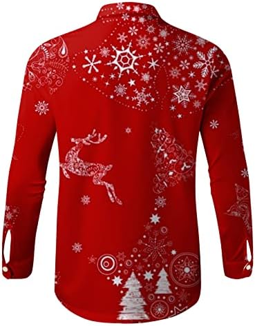 WOCACHİ Tatil Sezon Hediye-Erkek Noel Gömlek Yenilik Çirkin Noel Baba Uzun Kollu Komik Düğme Aşağı Gömlek için Parti