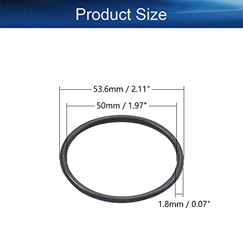 Bettomshın 10 Adet Nitril Kauçuk O-Ringler, 53.6 mm OD 50mm ID 1.8 mm Genişlik, metrik Buna-Nitril Sızdırmazlık Contası
