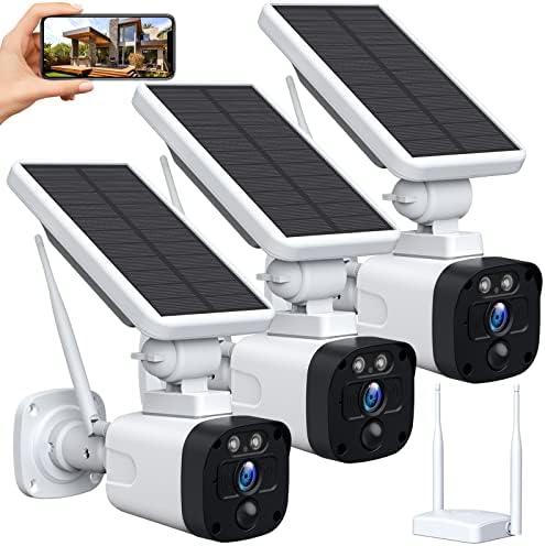 Güneş Güvenlik Kamera Sistemi Kablosuz, Ev Güvenlik Sistemi için 3 Paket 4MP Güneş Enerjili Güvenlik Kamerası Dış