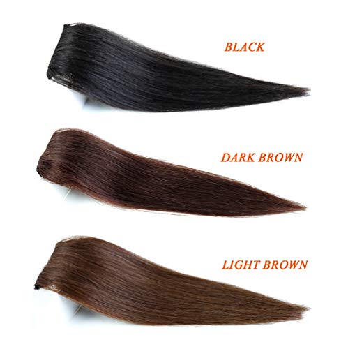 Saç Üst Döşeme Parçası insan saçı postiş Kadınlar için Puf Saç Modelleri Peruk 1 adet El yapımı 12 Siyah