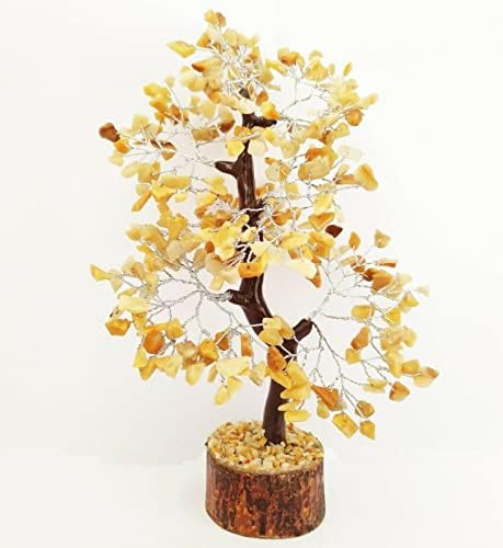 Nirdesh Şifa Kristal Ağacı Sarı Aventurin Çakra Hayat Ağacı Bonsai Para Ağacı Gümüş Tel Ahşap Taban Reiki Kristal