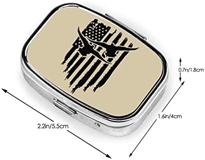 Amerikan Bayrağı Ördek Kare Mini Hap Kutusu Seyahat Dostu Taşınabilir Kompakt Hap Durumda Ayna ile